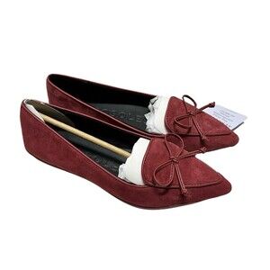 NEW Aerosoles Womens Size 5 Doran Pomegranate Red Suede Leather Bowtie Flats